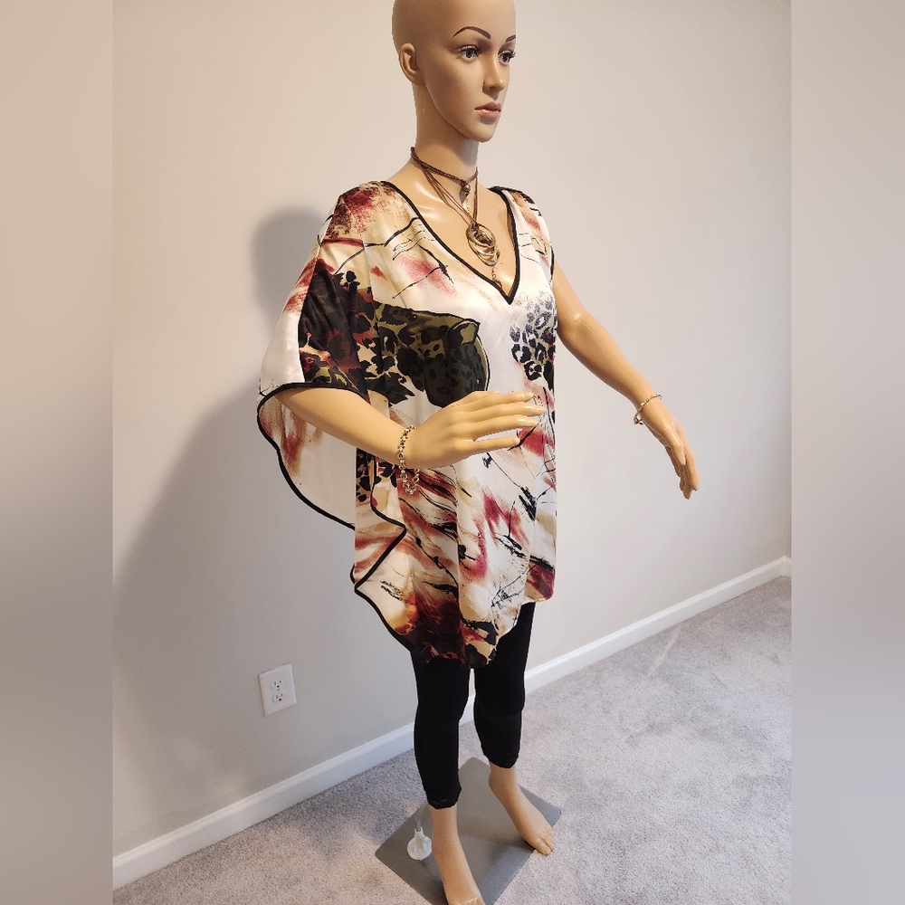 Bisou Bisou One Shoulder Animal Print Blouse